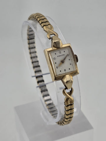 Vintage Hamilton 14K Solid Gold Ladies Watch 1971 Engraved Service Award. Read.