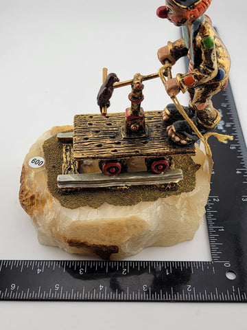 1983 Ron Lee CLOWN ON RAILROAD TRAIN CART WITH BIRD very rare clowns onyx base