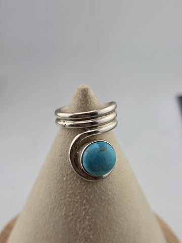 Sterling Silver Turquoise Modernist Swirl Ring 925 China Size 9 Vintage Style