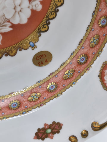 Set Of 2 T. Limoges Italy 24K Gold Cameo Porcelain Plates. Decorazioni Esclusive