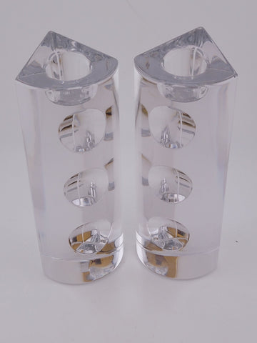 Set Of 2 Towle Full Lead Crystal Column Candlestick Holders. Austria