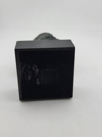 Vintahe Zeus sculpture statue on black marble base green aged color effect