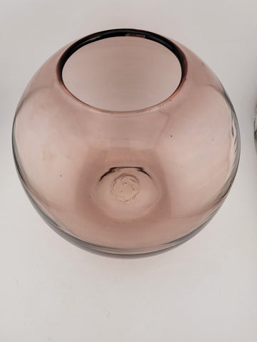 BLENKO Art Glass Round Ball Jar/Vase PURPLE AMETHYST FISH BOWL Style (Heavy)