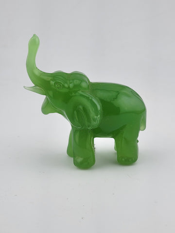 Vintage Original Green Jade Miniature Elephant Figurine. Missing One Tusk.