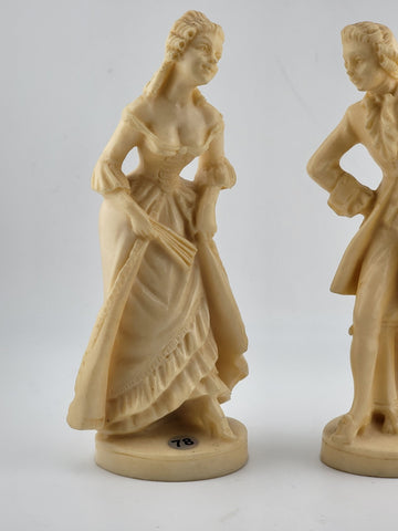 Vintage A. Santini Sculpture Colonial Victorian Man Woman Couple Signed Italy
