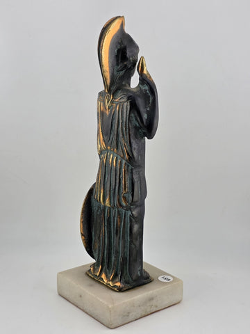 Vintage Greek Athena Statue Cast Bronze on Marble Base. Goddess of Wisdom & War