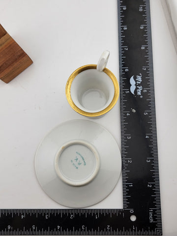 Antique Napoleon P.V. Czechoslovakia swan handle demi cup and saucer. VG Cond.