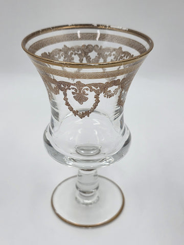 Set Of 4 Neiman Marcus Arte Italica Medici 24K Gold Glasses Goblets. 7 In Tall