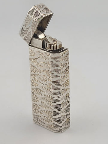 Rate Vintage Cartier Paris 30 Micron Silver Plated Gas Lighter, Bark Design Read
