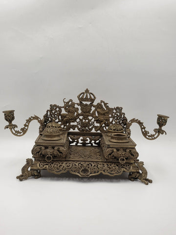 Antique 19th C Museum Quality Napoleon III French Gilt Bronze Figural Écritoire