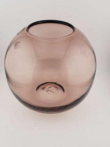 BLENKO Art Glass Round Ball Jar/Vase PURPLE AMETHYST FISH BOWL Style (Heavy)