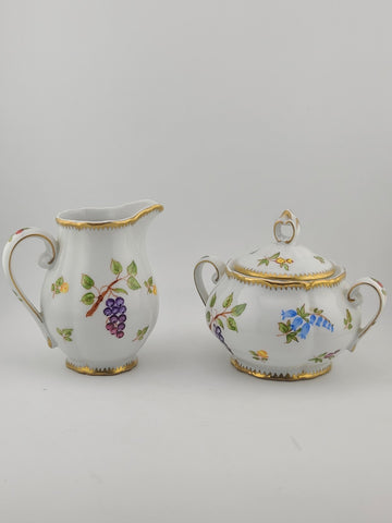 Rare Anna Weatherley Strawberry Creamer & Sugar Set Czech Porcelain Hand Painted
