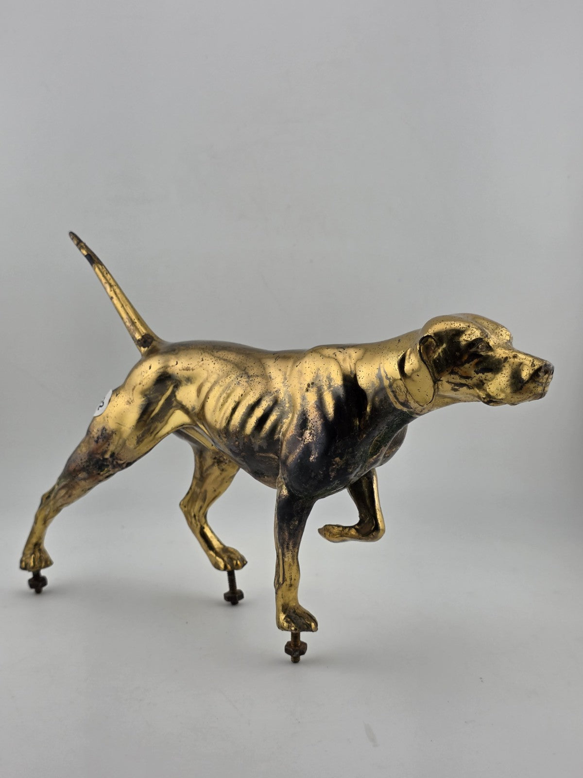 Rare Antique Victorian 19th C Brass Pointer Dog Clock Topper For Mantel Clocks.