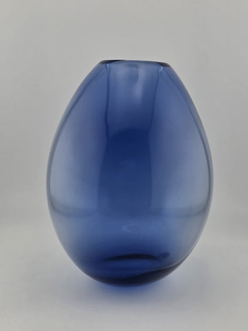 Vtg Handblown Blue Glass Drop Vase by Per Lütken for Holmegaard, 1960s. Signed.