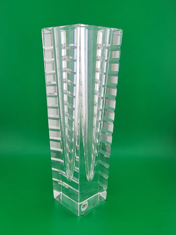Rare Orrefors Sweden Clear Crystal MODERN FLOWER HORIZON VA Jan Johannson