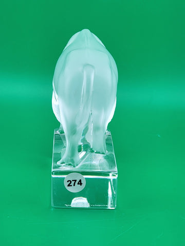 VINTAGE LALIQUE BUFFALO BISON PAPERWEIGHT FIGURINE FRANCE SIGNED. VG CONDITION