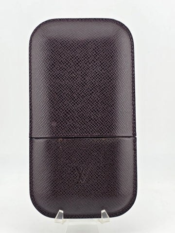 100% Authentic Louis Vuitton Brown Leather Men's Cigar Travel Storage Case.