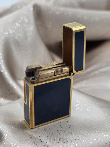 Rare Vintage S.T. Dupont Paris Ligne 1 Laque de Chine Royal Blue Gas Lighter