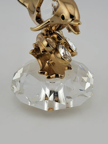 Lencia  Star Collection Austrian Lead Crystal/ 22 Carat Goldplated Metal Dolphin