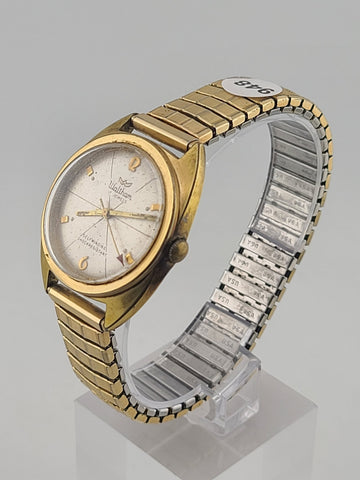 Waltham 17 Jewels Shock Resistant 1970's Watch Sunburst Mens Gold Plated. Read.