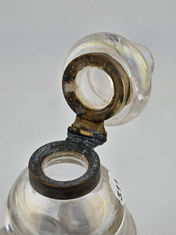 Antique 19th C Iridescent Glass Soap Bubble Inkwell Victorian Bohemia Harrach.