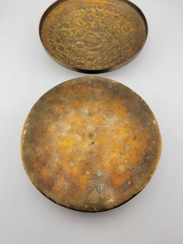 Late 19th Century Persian Islamic Middle East Silver Repousse Round Trinket Box