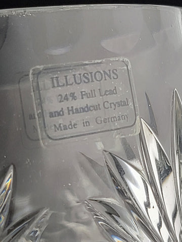 Vintage Illusions 24% Full Lead Crystal Clear Footed Bowl Hand Cut Germany