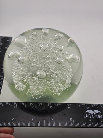 Antique Empire Revival Bronze Sphinx Jardiniere Stand on Marble Base W Glass Orb