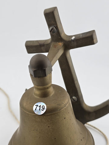 Vintage Solid Brass Ship Bell Wall Mount Anchor.  Front Doorbell. Kitchen Bell.
