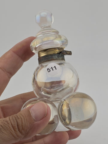 Antique 19th C Iridescent Glass Soap Bubble Inkwell Victorian Bohemia Harrach.