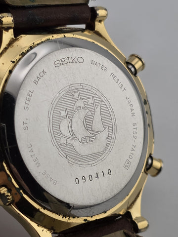 Vintage Collectible SEIKO 5T52-7A10 World Timer Age of Discovery Alarm- Working