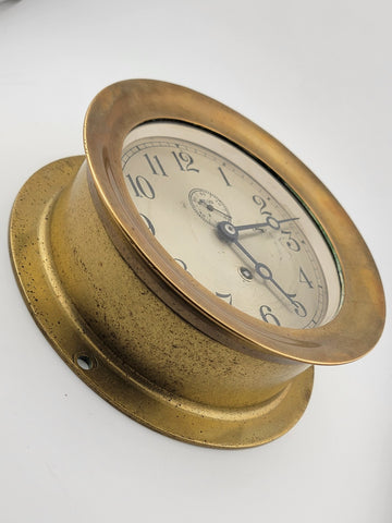 Rare Antique WW1 Chelsea Brass Ships Clock 6" Dial US. Navy Circa 1910. Working.