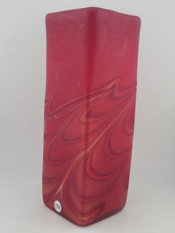 Beautiful Vintage Azerbaijan Glassware Hand Blown Vases  8.5" RED Swirl