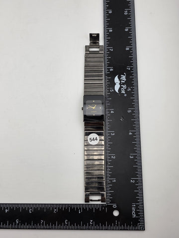 Vintage Rado Diastar Diamond Ladies Quartz Analog Watch Square Black Japan Works