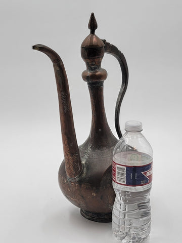 Antique 19th C Large Copper Ewer Islamic Pitcher Hand Forged. Middle Eastern.