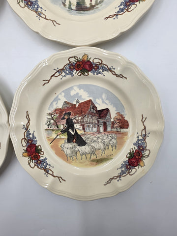Set Of 6 OBERNAI SARREGUEMINES FRANCE FREE GRINDLEY AND CO BM32 CERAMIC PLATES