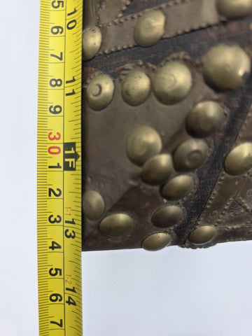 Rare Antique Moroccan Moorish Brass Studded Jewelry Chest Box Islamic Decor