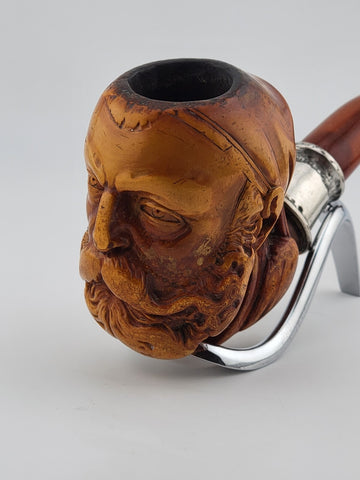 Antique Collectible Hand Carved Large Wood Block Pipe Oriental Turkish Sultan.