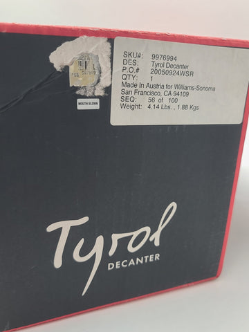 Large Hand Made Riedel Mouth Blown Tyrol Crystal Wine Decanter (Brand New)