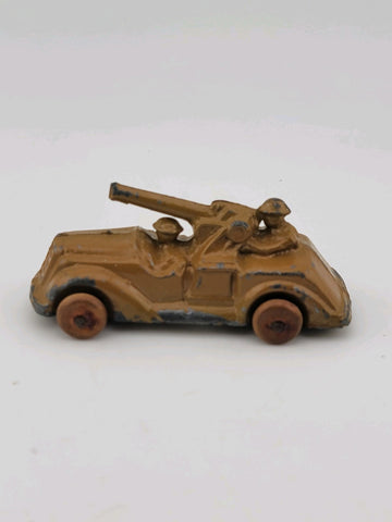 Rare Set Of 3 Antique 1930's Barclay Manoil Armored Cars & Anti-Tank Gun Cars.