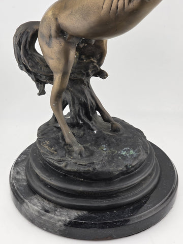 Rare Antique JEAN LOUIS CHENILLON 19th Century Bronze Horse On Marble Base