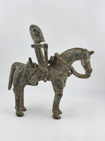 RARE ANTIQUE C 1920 EQUESTRIAN FIGURE BRONZE KOTOKO PEOPLE CHAD CENTRAL AFRICA