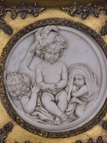 Rare Antique 19th C Enrico Braga Tondo Relief Plaque with Perfugium Regibus Coin