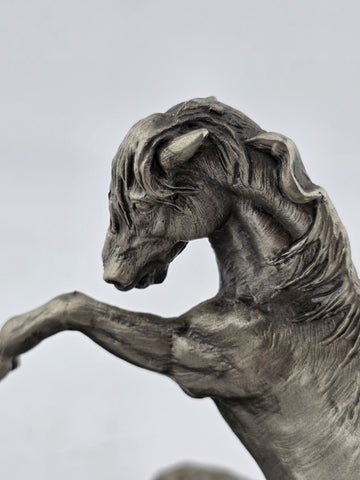 Polland Franklin Mint Pewter Horse Mare Wolves Coyotes Wildlife Animals Figurine