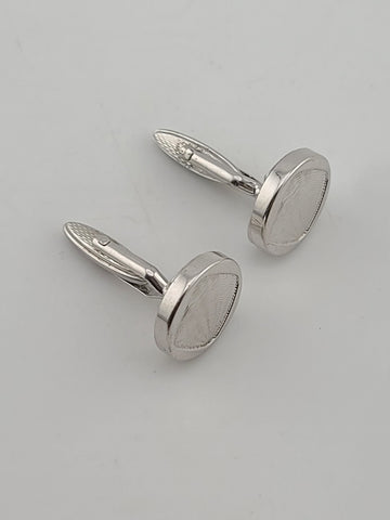 Vintage 1980's Alfred Dunhill Sterling Silver Seashell Round Cufflinks England.