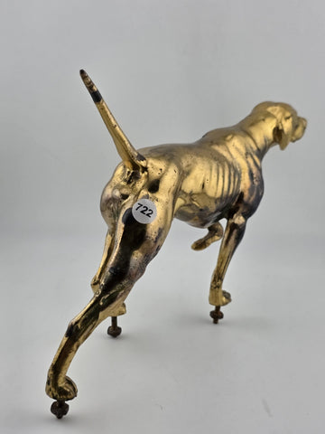 Rare Antique Victorian 19th C Brass Pointer Dog Clock Topper For Mantel Clocks.