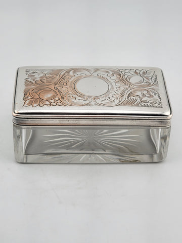 Antique C 1830's Victorian Silver Plate & Cut Glass Vanity Box / Soap Holder.