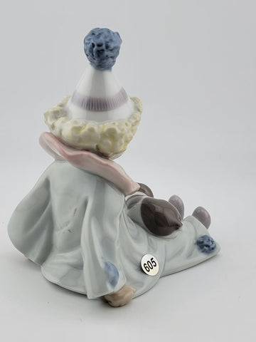Retired LLadro Spain Figurine # 5277 Pierrot With Puppy Commedia Dell'Arte Clown