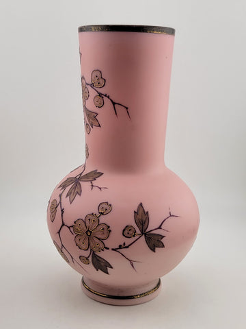 Rare Collectible PK Poschinger Krystallie Antique Burmese glass  Pink vase.