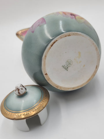 Antique 19th C C.S. Prussia Handpainted Demitasse Set 6 Cups Saucers Coffee Pot